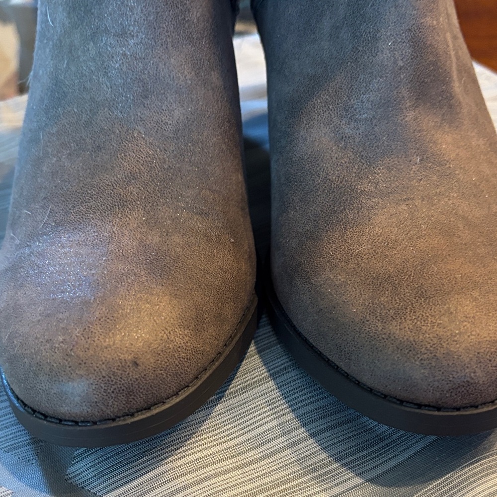 Gray Suede Chelsea Ankle Boots